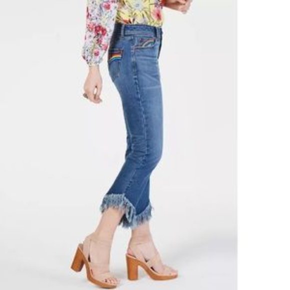 INC International Concepts Jeans Fringe Hem Skinny Embroidered Size 10 NWT - Picture 3 of 5